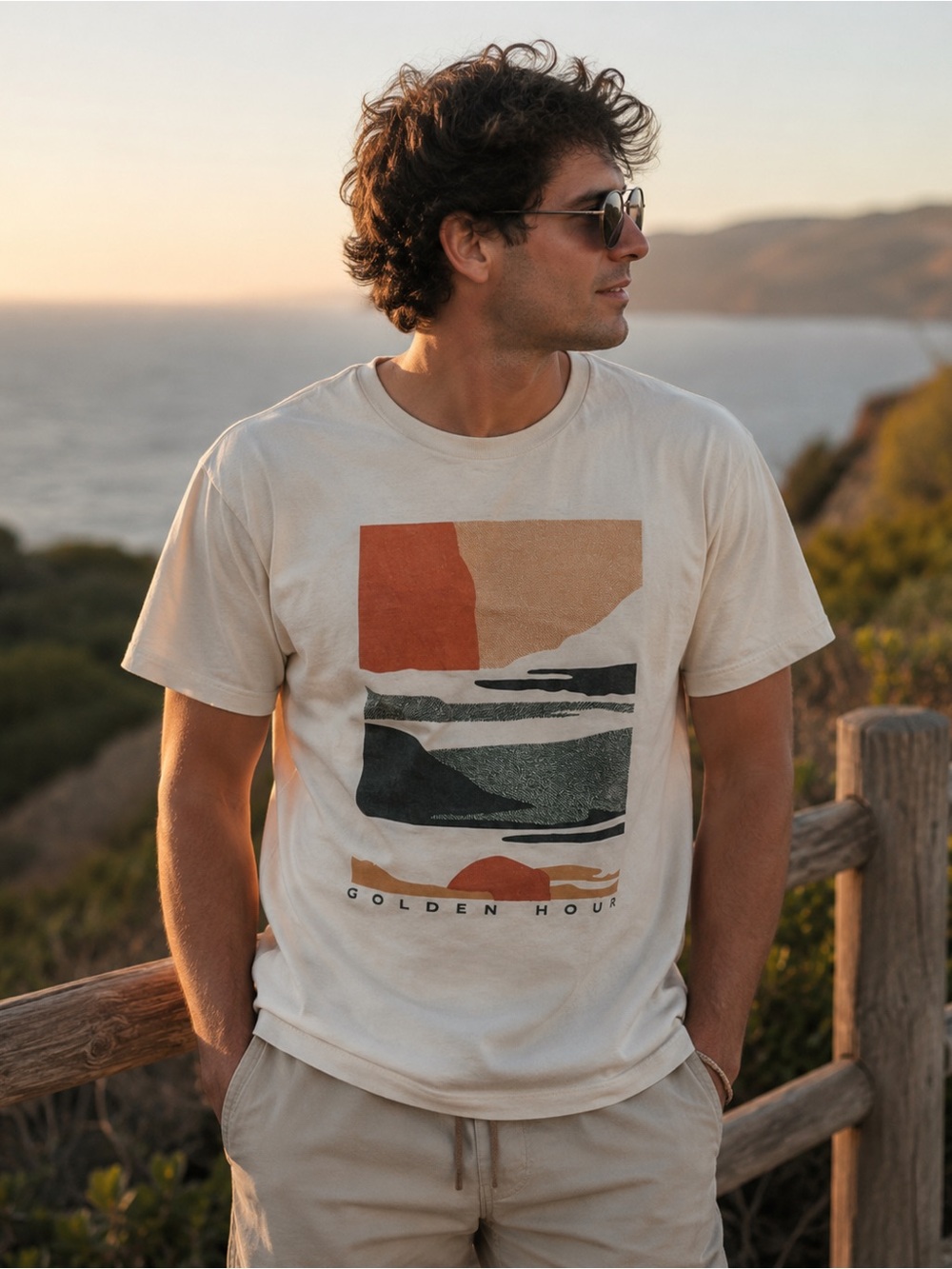 Golden Hour Graphic Tee - Cream